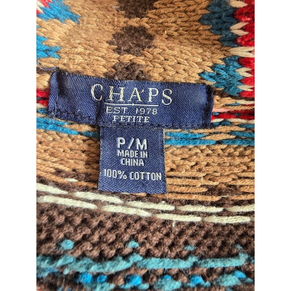 Vintage hand knit Brown Chaps cardigan with belt women's size petite medium - Picture 11 of 12